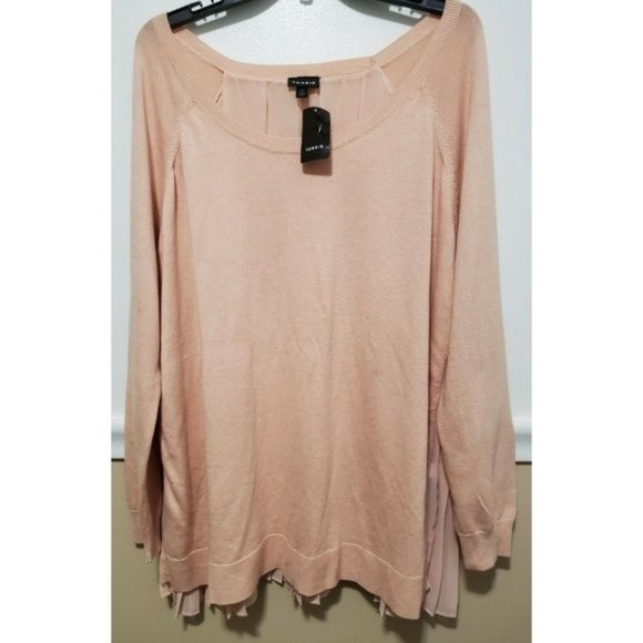 Torrid Soft Pink Pleated Chiffon Back Sweater 2X - Picture 2 of 12